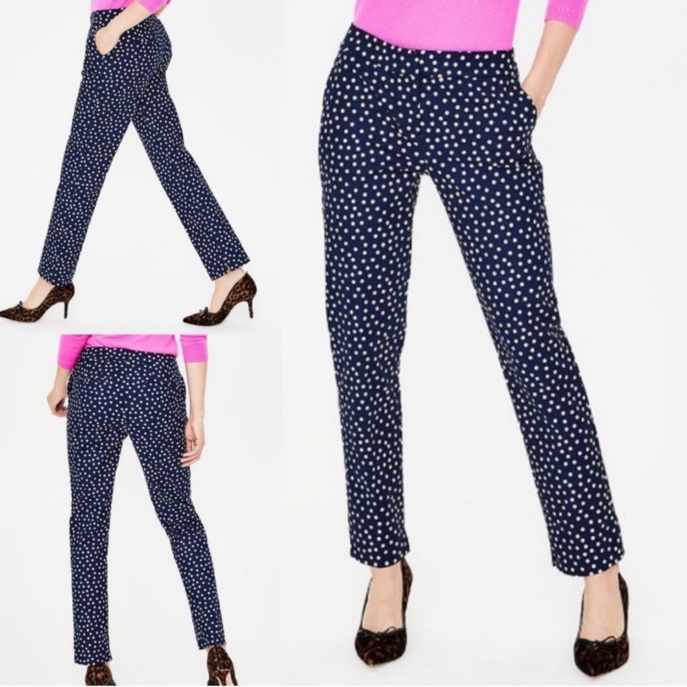 BODEN Richmond Trouser Pants Navy and Pink Polka Midrise Straight